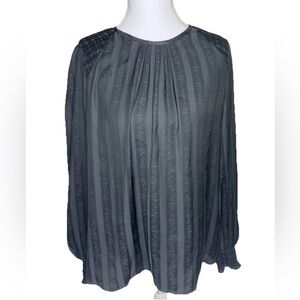 Current Air Charcoal Blouse with Textured Stripes